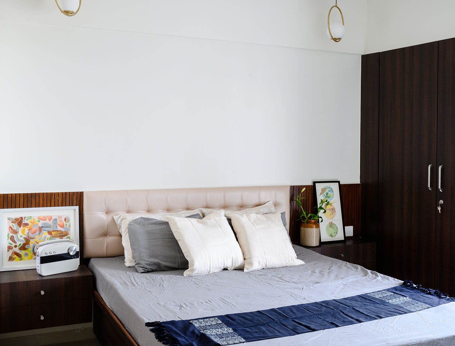Cozy 2 BHK home interior photography in Kothrud Pune with pastel colours and warm lighting